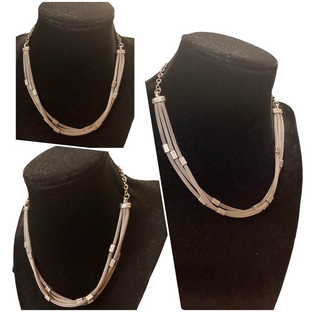 🦌 Vintage Sterling Silver Multi Chain Necklace Stamped 925